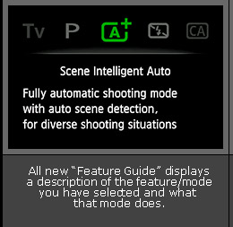 Feature Guide as seen in the LCD panel