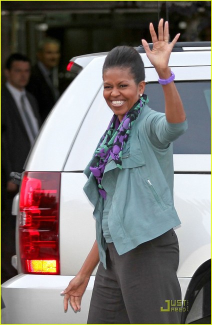 Michelle Obama wearing a classic scarf