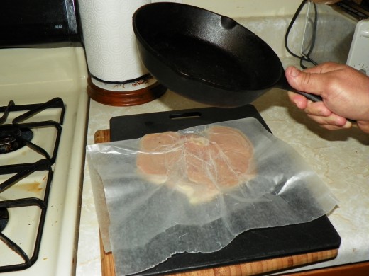 My preferred method, using a heavy skillet, gives a uniformed width quickly!
