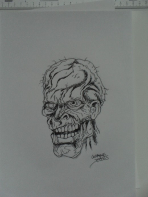 Drawing Jason from Friday 13th movies without his hockey mask.