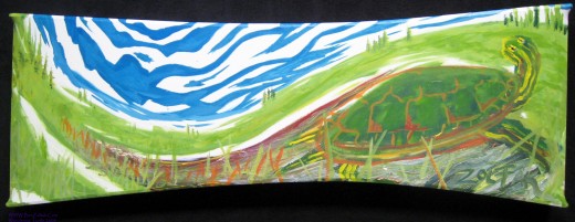 Oil on linen stretched over repurposed wood. 36" x 10" x 2" 2009