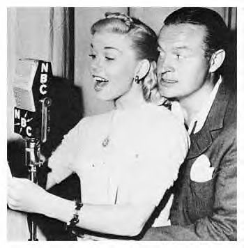 Doing radio work with Bob Hope in 1947.