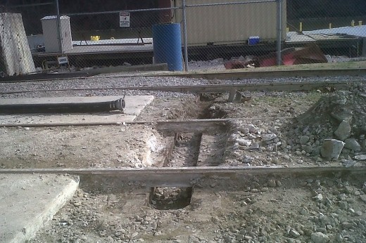 Randy and I set out to cut in a water drainage ditch for when ("if") we pour concrete. 