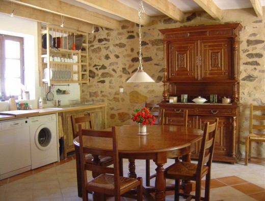 The gite has a large, well equipped, open plan kitchen, dining  and living room.