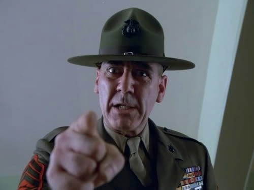 R. Lee Ermey as the intimidating Gunnery Sergeant Hartman. 