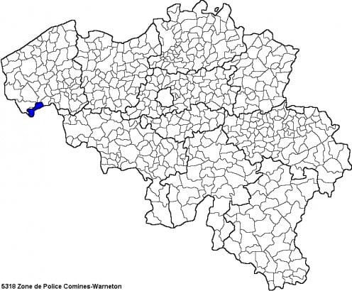 Map location of Comines-Warneton, Belgium (where Ploegsteert is situated)