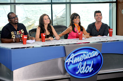 American Idol judges 2009 - Season 8 - from l-r: Randy Jackson, Kara DioGuardi, Paula Abdul, Simon Cowell