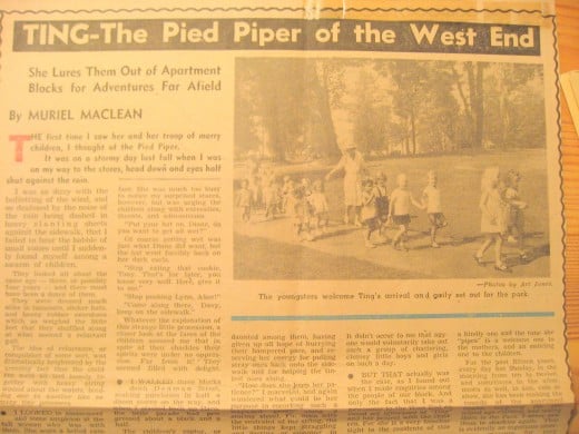 "The youngsters gaily set out for the park."Newspaper story about Ting Vancouver Sun Sept 21 1946. Marsha was two years old