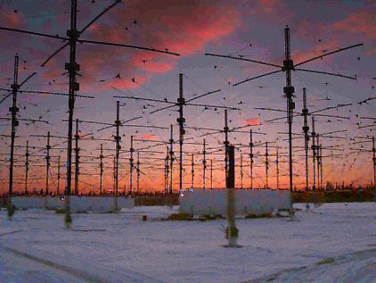 The HAARP facility with antennae in Alaska