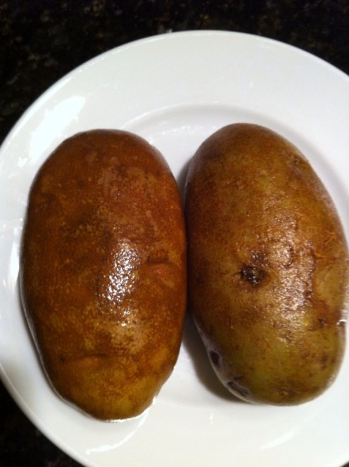 Uncooked, but washed potatoes 