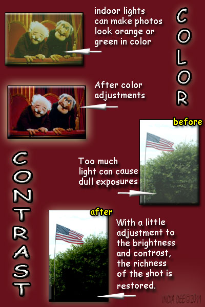 Color and contrast can easilty be fixed using digital image software. 