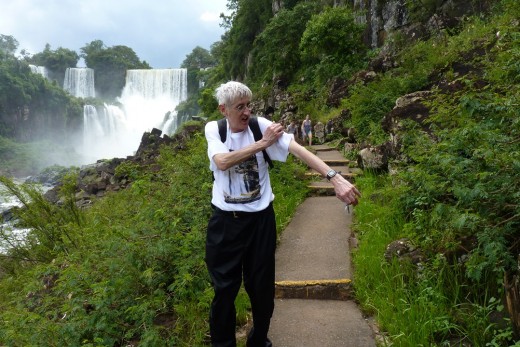 Here I am wringing out my t-shirt after the boat trip into the base of the falls and being completely soaked!