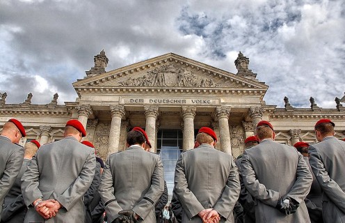 Federal army ceremony in front of the Reichstag building, Berlin