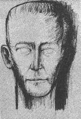 A loose sketch of a thin faced man, done by a newspaper artist at the time of the dissappearance.
