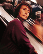 Travelling on an escaltor cause Gisela Leibold anxiety as she cannot detect movement.