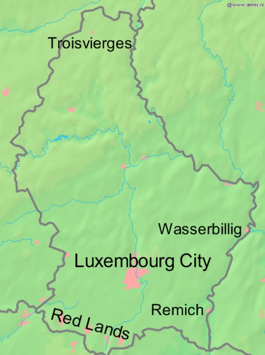 Luxembourg, with Troisvierges marked