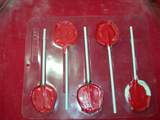 red chocolate lollipops
