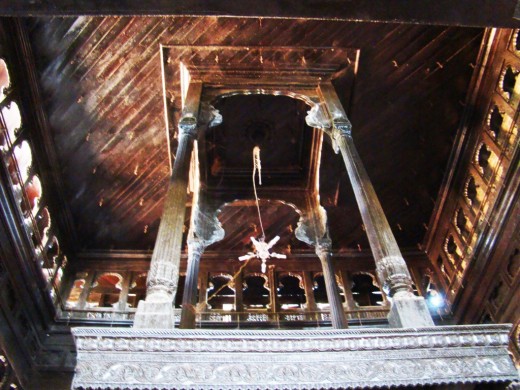 Decoration of the wooden Mandap