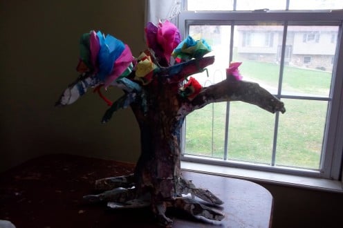 Here is final tree with spring paper flowers