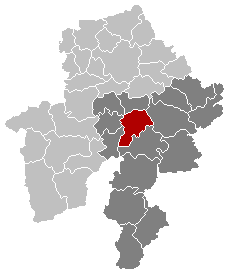 Map location of Dinant in Namur province