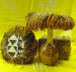 Gourd rattle called uliuli in Hawaiian