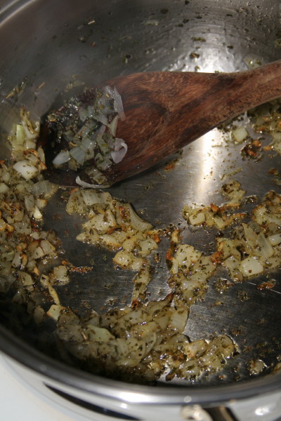 Onions and herbs Getting Browned
