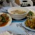 Left to right - Clams, Tom Yum and Pork Satay and rice - 240 baht