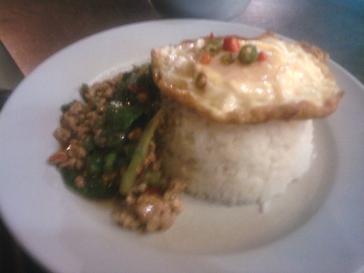 Pork with holy basil, rice and fried egg - Pad Kra Pow Moo