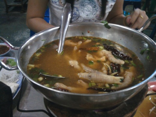You've normally heard of Tom Yum with shrimp but with chicken feet it's just as delicious