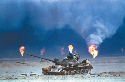 This photo comes courtesy of Desert Storm in 1991 when more than 500 oil wells were set alight during the war in Iraq.