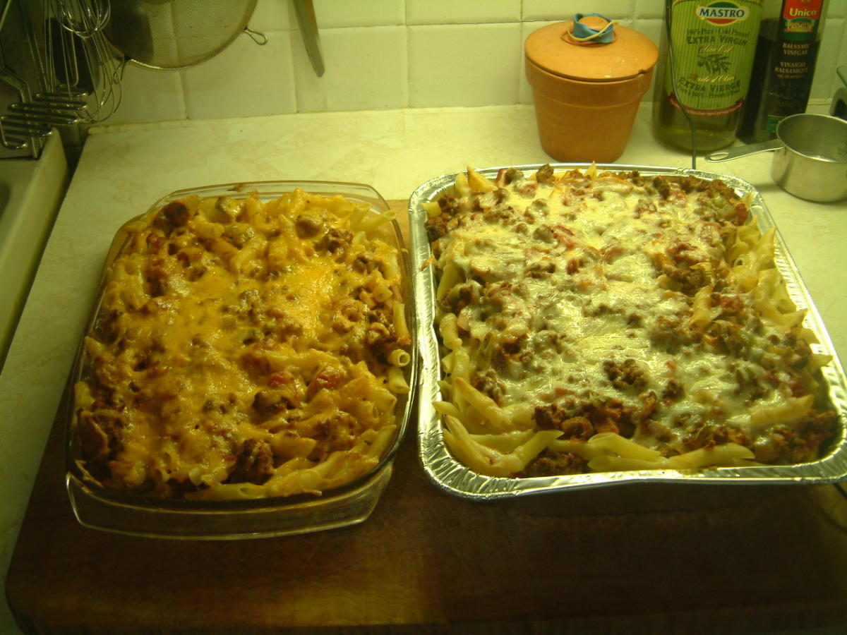 Penne Pasta Casserole Baked With Spaghetti Sauce  And Cheese
