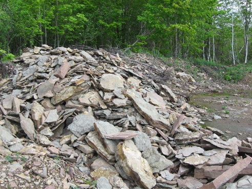 Pile of stone in quarry about 80 miles away