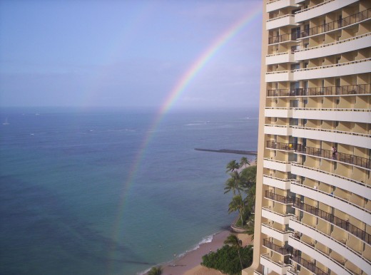 Double Rainbow from the balcony of the 'Sheraton Waikiki' 
