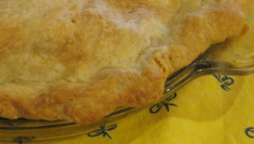 A golden, finished pie.