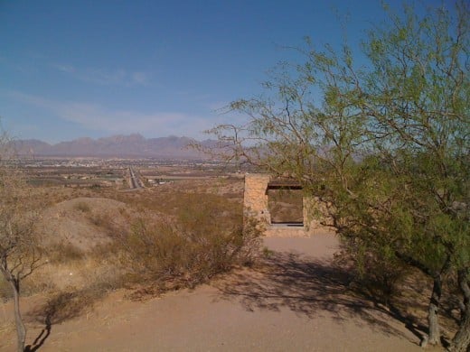 Scenic view of Las Cruces from rest area.  Organ mountains are in the background.