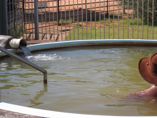 The artesian bore at Peron Homestead has been developed into a recreational hot tub for the public to enjoy