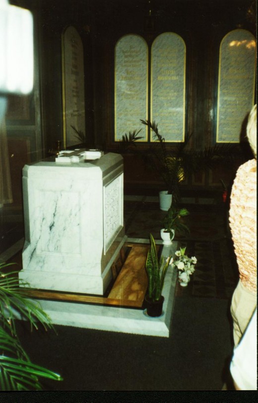 Tomb of Czar Nicholas II and Family in the Saints Peter and Paul Cathedral in St. Petersburg, Russia.