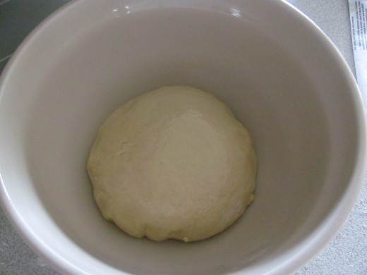 Oiled dough ready for its first rising.