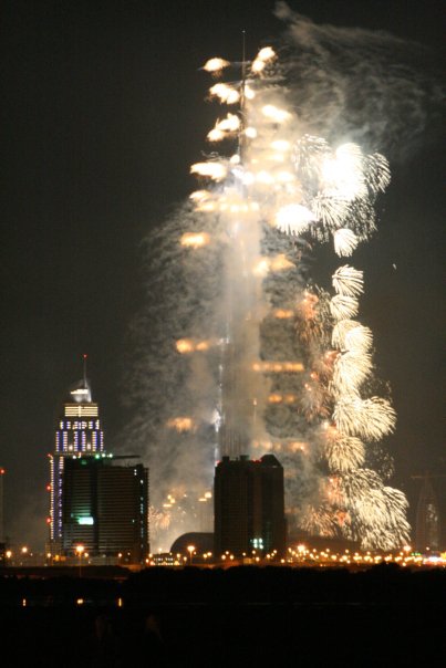 There was a massive fireworks display for the opening of the Burj Khalifa