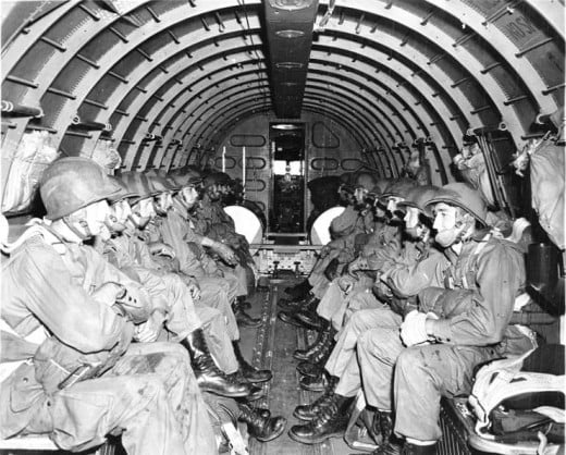 WWII Paratroopers preparing for a jump. 