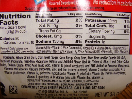 prepackaged cereal