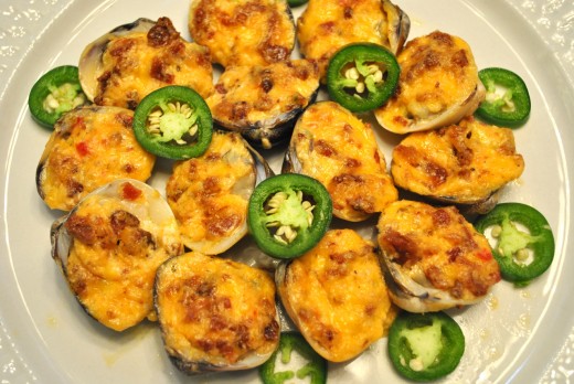 Pimento cheese stuffed clams