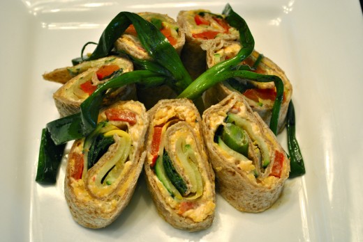 Grilled Vegetable and Pimento Cheese Rolls