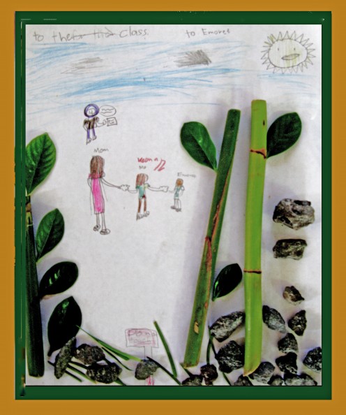 Age 6 Green Art, stones, leaves...