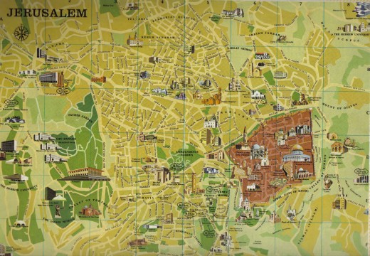 Map Of Jerusalem, Israel