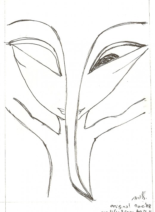 My original sketch of this creature has big wide dark eyes (Dec 2008). To know thyself is a process. There are always things we don't know. Socrates said I only know that I don't know...yet he was always learning and teaching..