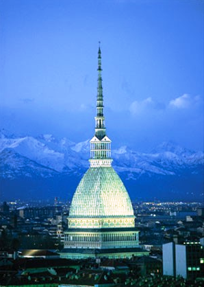 The Mole Antonelliana which houses the Cinema Museum towers over the city. On top is an observation deck.