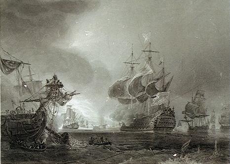 Battle of Beachy Head, 1690, engraving by Theodore Gudin