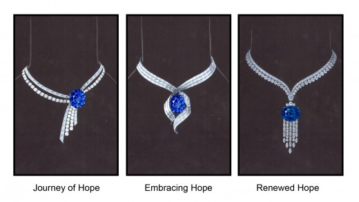 Three design choices for the Hope diamond setting