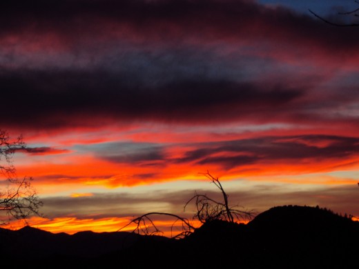 Pink and orange colors in the sunset of the San Bernardino Mountains.